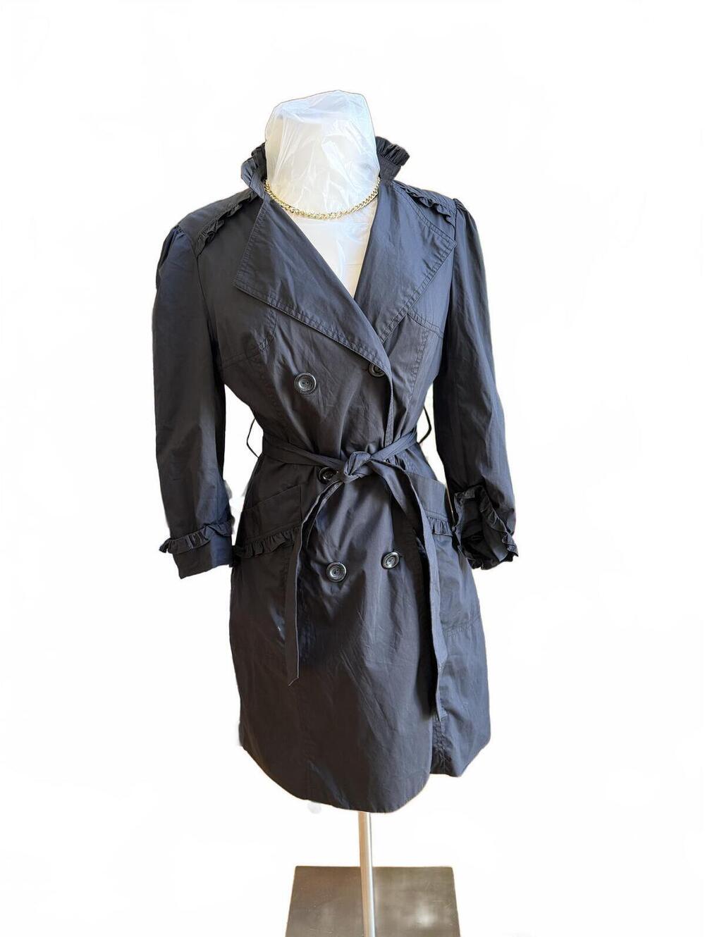 Bebe Women’s Black Double-Breasted Trench Coat Medium